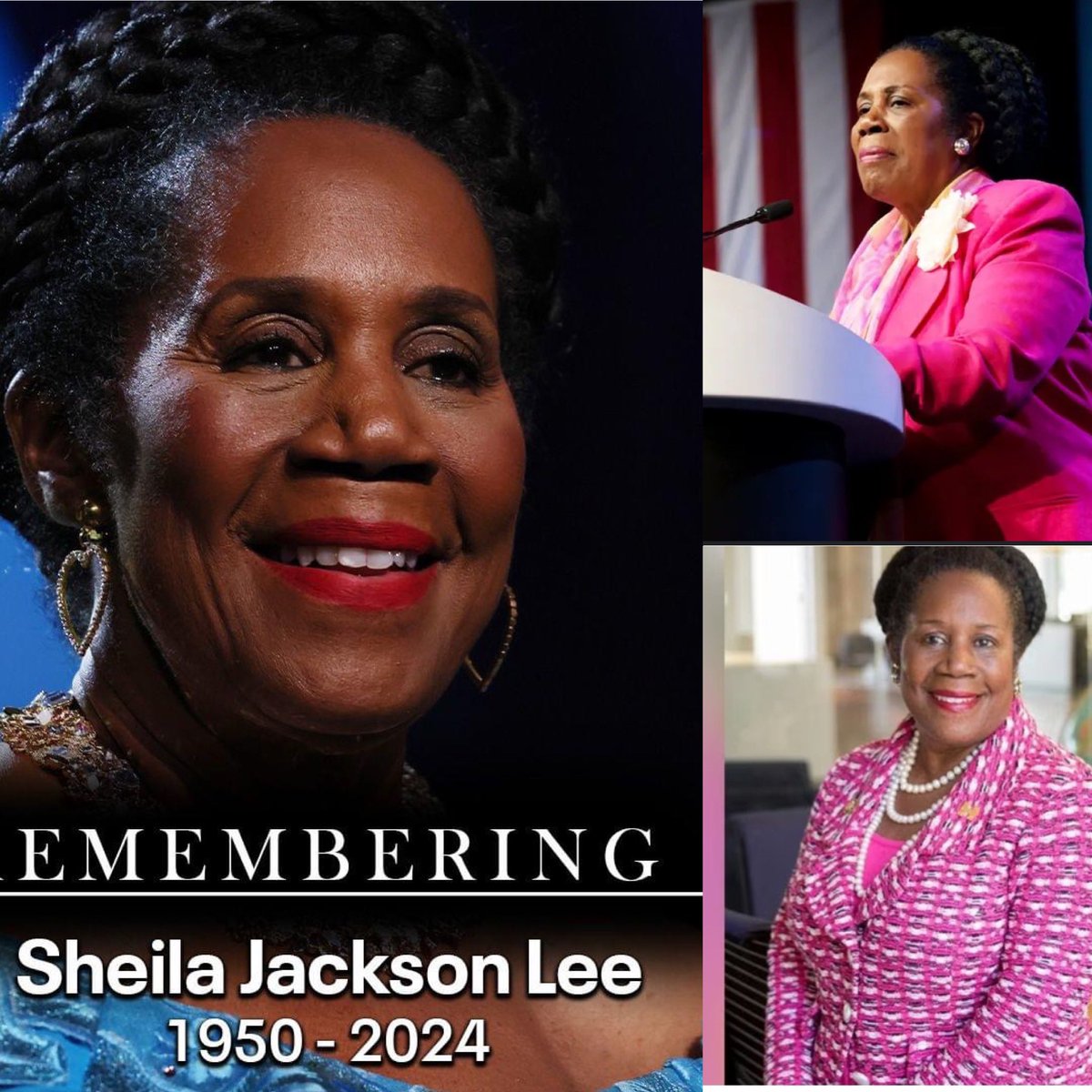 Tameka528's tweet photo. Deepest condolences and prayers for Congresswoman Sheila Jackson Lee’s family, loved ones and community.  She has been a passionate advocate and voice for people as long as I can remember. Her life speaks for her and she will always be remembered. 
🙏🏾🩷💚 https://t.co/ZLKUDZaQMG