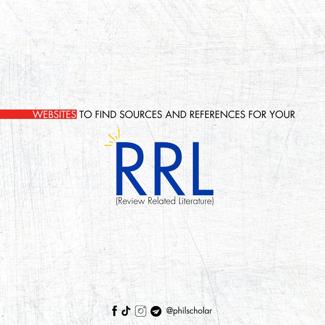 PhilScholar's tweet photo. Sites to find sources and references for your Review of Related Literature (RRL) in research, thesis and dissertation📌

Full list of websites: https://t.co/kJjOd3vLKg https://t.co/0ENLYyCve4