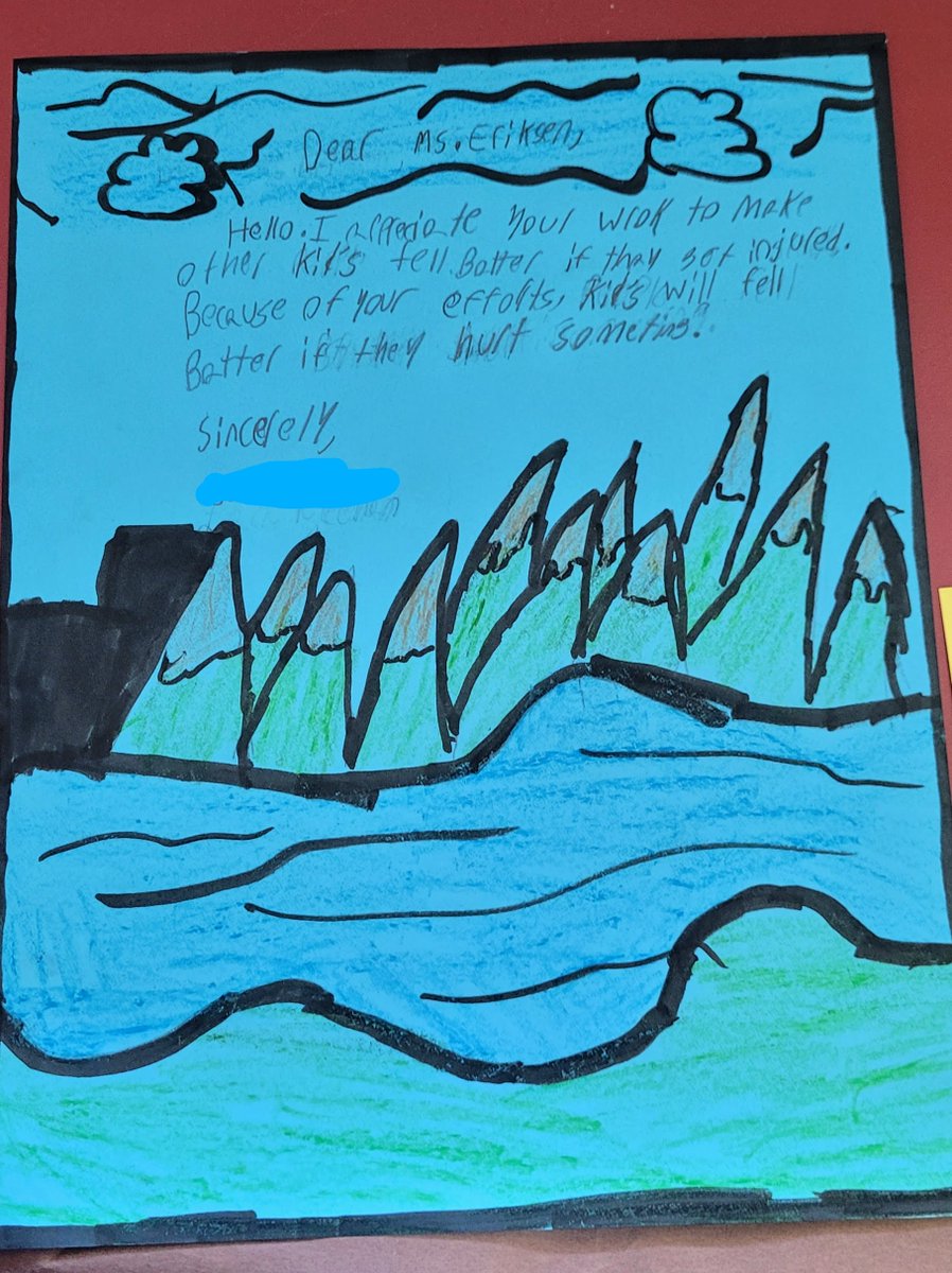 Middle School ESY students chose a person to thank for their writing on the last day of summer school.  From Ms. Scofield and Mr. Castrejon to Ms. Vesa and Mr. Taylor and more, they expressed their gratitude. #112Leads #112Writes <a href="/NSSD112/">North Shore SD 112</a>