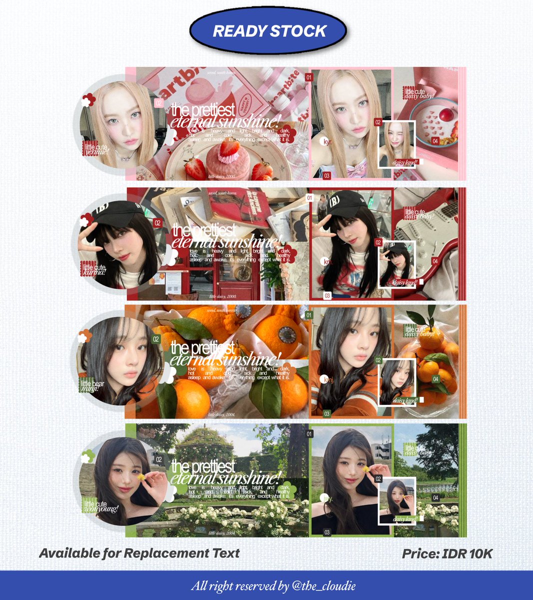 Help repost please? Thank you #zonauang

Hello! Rain punya 8 layout ready stock katalog ACCENDIO di bawah ini yang bisa kalian take langsung ke DM <a href="/cloudieclubs/">Rain. OPEN!</a>! 

💶 1O.OOO
✅Free Replacement Text