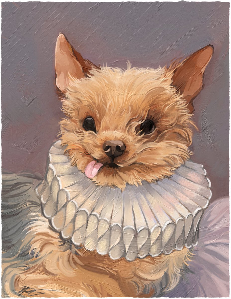Capeetle's tweet photo. Painted one of my friend’s dogs, a little Lady, for his birthday using Rebelle 7 Pro. https://t.co/EDm1JRJRMb