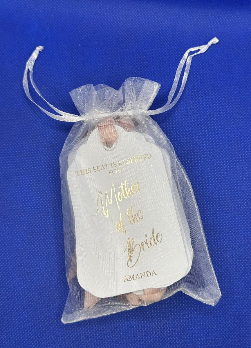 Wedding seat Reservation tags using rose gold foil and rose gold ribbon #wedding #heidiswapp foil #christinescraftycabin