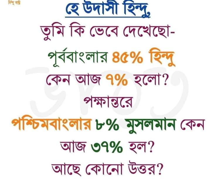 jhunuchowdhury3's tweet photo. Oh my dear sanatan hindu, you just think Bangladesh 45% hindu at present 7% ?West-bengal's 8% muslim at present 37% ?
#seculargang #cpim#indigang https://t.co/RvYTODETLh