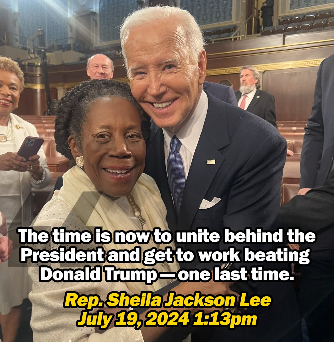 One of the FINAL wishes of Rep. Sheila Jackson Lee was for us to "UNITE behind the President and get to work beating Donald trump."

We OWE it to her, and to ourselves.

Rest in Power, Congresswoman.
WE GOT THIS. 🙏💪