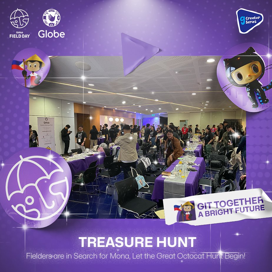 GHFieldDayPH's tweet photo. Our fielders had a blast during the ice breaker with an exciting treasure hunt, searching for Mona the Octocat! 🐙🔍 It was a fun and engaging way to kick off the event, with everyone eagerly participating and working together. Great job to all the treasure hunters! https://t.co/G2vohbyZ1N
