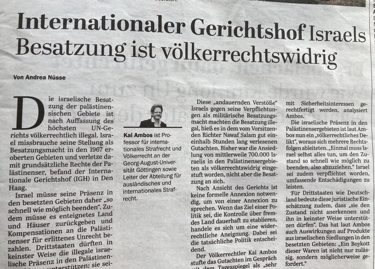 chawichawi's tweet photo. Im ⁦@Tagesspiegel⁩ (hier Auszug) berichtet Andrea Nüsse vorbildlich korrekt: Die #Besatzung ist völkerrechtswidrig; die Siedlungen waren es schon vorher. Hallo Deutschland: Gegen Völkerrecht verstösst auch Lieferung v milit. Gerät, das für Besatzung benutzt wird. https://t.co/aDpCy7UFUJ