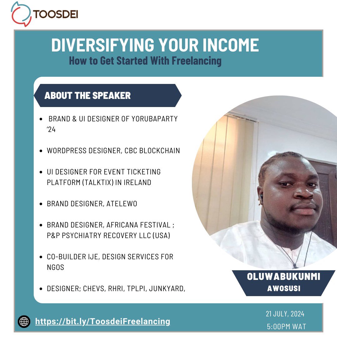 Toosdei_space's tweet photo. TOOSDEI MONTHLY WEBINAR‼️

Happening tomorrow 🥳😊. 
Kindly register via this link 

https://t.co/7eNivKUy7w . Don’t forget to invite a friend😉😉 https://t.co/vjreSXfeXi