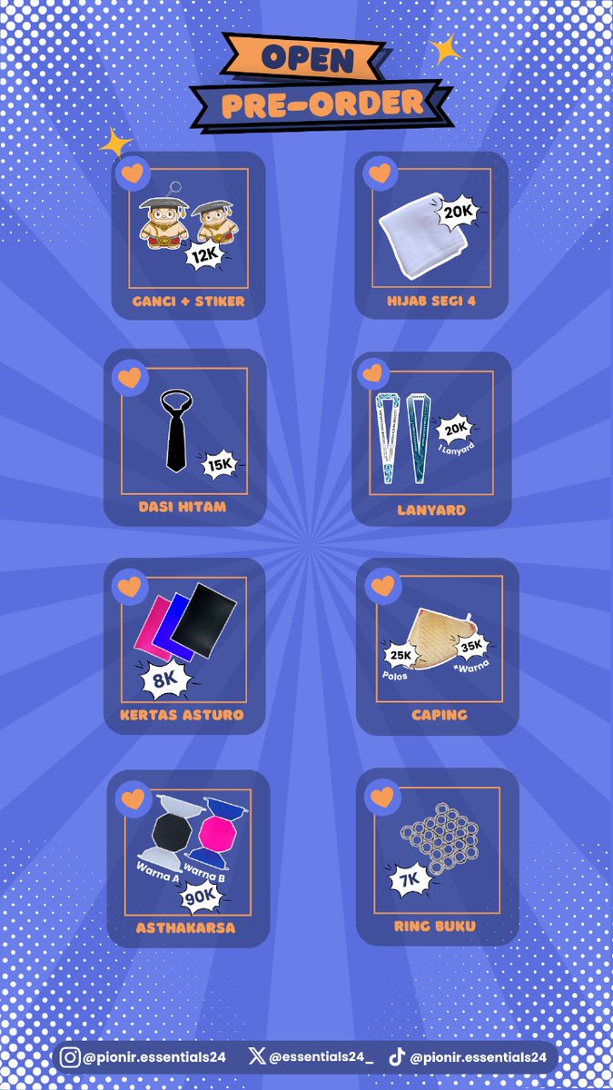 essentials24_'s tweet photo. ❗️OPEN PO ATRIBUT PIONIR BATCH 3❗️

Hai, Gamada🤩 Yakin nih ngga mau beli atribut pionir?😋 Soalnya stok Mintials makin terbatas nih🥺 So buruan beli aja daripada kalian nyesel👊

Link pemesanan: https://t.co/CXmwNhFUgi

⚠️STOK TERBATAS⚠️

#UGM #ppsmbugm #pionirugm #atributpionir https://t.co/Mm4b9MklyH