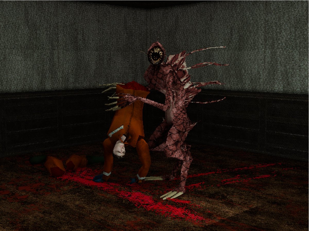 offthehookgames's tweet photo. Hope your #screenshotsaturday is going better than Bill's😔  
#gamedev #indiegame #indiedev #horrorgame #ps1 #indiehorror #silenthill #lowpoly #analoghorror #vhs #wip #showcase https://t.co/PiAEhwtKiC