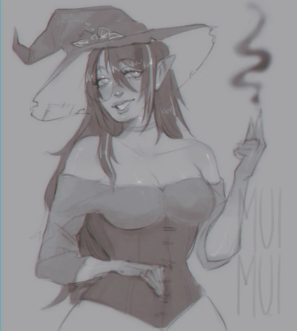 Sketch for a vtuber @/TaesTeahouse ☆☆ #muiillust ☆ 