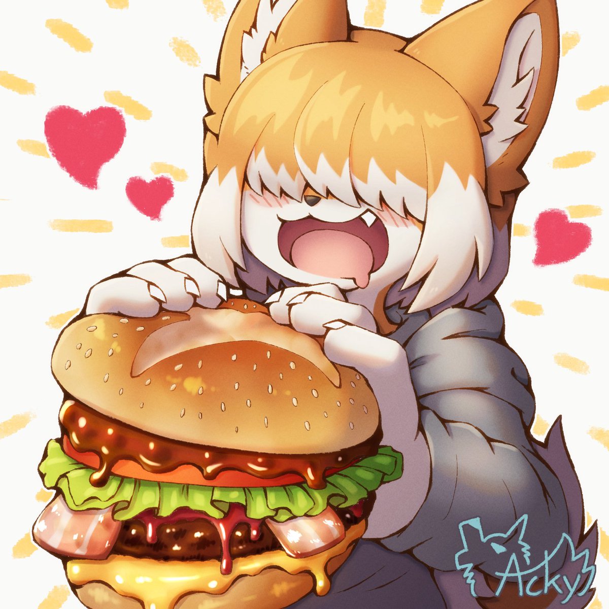 Acky05_Wolf's tweet photo. あーん💕

#ハンバーガーの日 https://t.co/Qdb2ZWgXkY