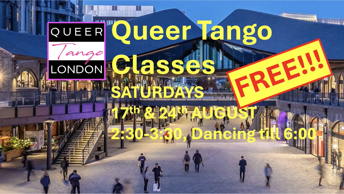 Help others to dance?
If you can already dance, come to our free ABSOLUTE BEGINNERS CLASSES – and help others find out how!

These are part of the famous Kings Cross Summer Sounds Festival: artstrust.co.uk/events/your-ch… 
.
And if Los Ocampo are free, it is rumoured they may join us…