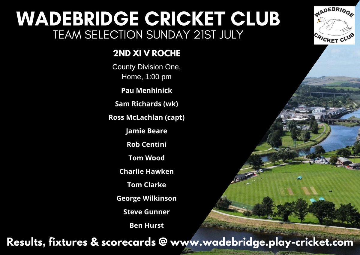 All today's games are off as it is wetter than the proverbial otter's pocket. 6 points to all 3 teams.

The 2nd team will try again tomorrow as they host Roche at 1pm when hopefully the conditions will have dried up somewhat.

🦢🏏