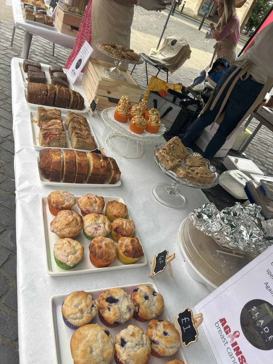 bho_rh's tweet photo. Cake stall at Splash of Pink is open for business! Come and support
Against Breast Cancer at Fiona’s fabulous cake stall! Ruth is helping out alongside our colleagues and neighbours Slade Legal https://t.co/HcsBwc4fip