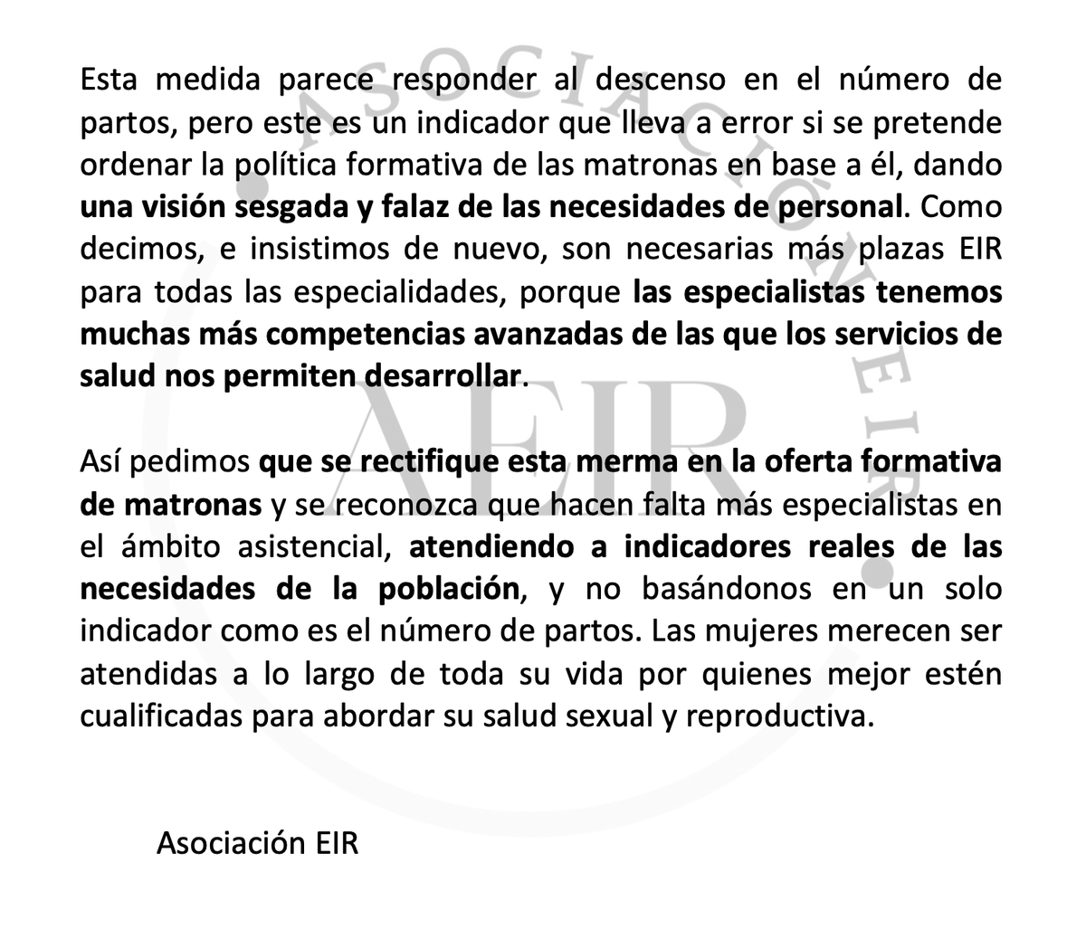 Asociaciontz's tweet photo. 🔴 Comunicado de AEIR sobre el recorte en la oferta de plazas para formar #matronas. https://t.co/ZA7BxSyoNL