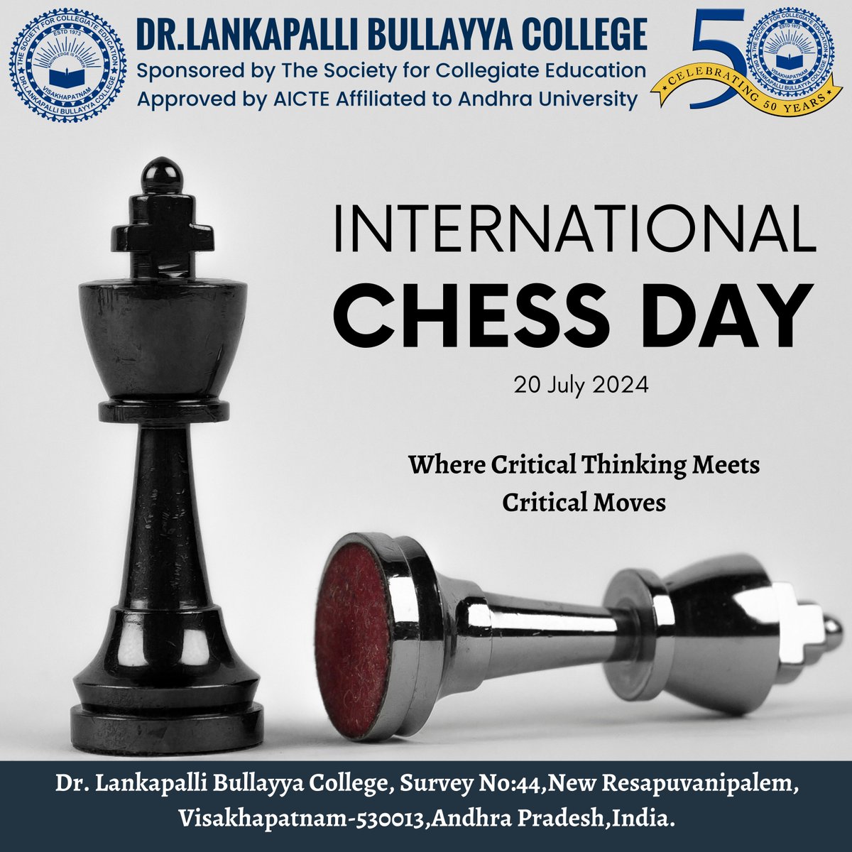 BullayyaDr36166's tweet photo. Happy International Chess Day!
The Ultimate Game of Wit
#chess #chessday #Drlbcollege #Competetion #students #players
#Chessmaster #Chessboard #chessgame https://t.co/YmoFDW5iQo