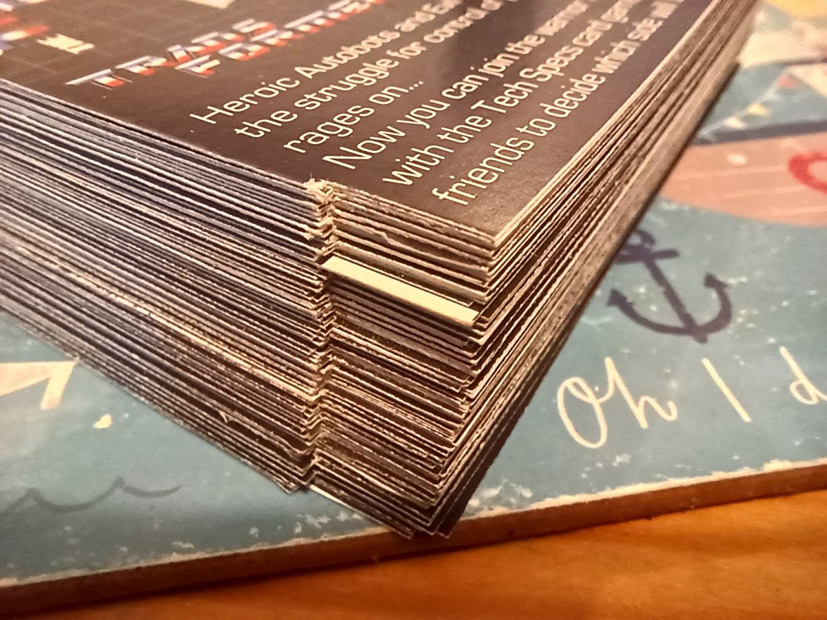 Oh thank Fudge. 100+ sleeves spanning vol 1-8 have been cut. I have 80 or so cases, once the others have been packed I'll know how many to order.

So cards are on track for TFN pickups!

LOL looking closely I've missed one!