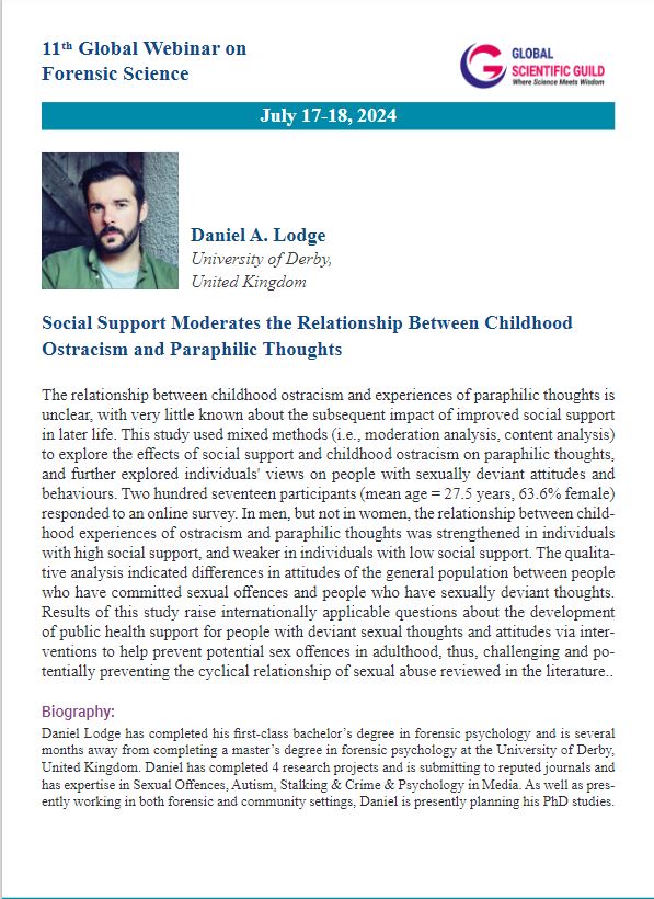 It was an honour to present at my third conference this July on an international stage. Thank you to my gracious hosts. Very interesting questions asked about a possible preventative public health approach for individuals experiencing paraphilic thoughts at risk of offending.