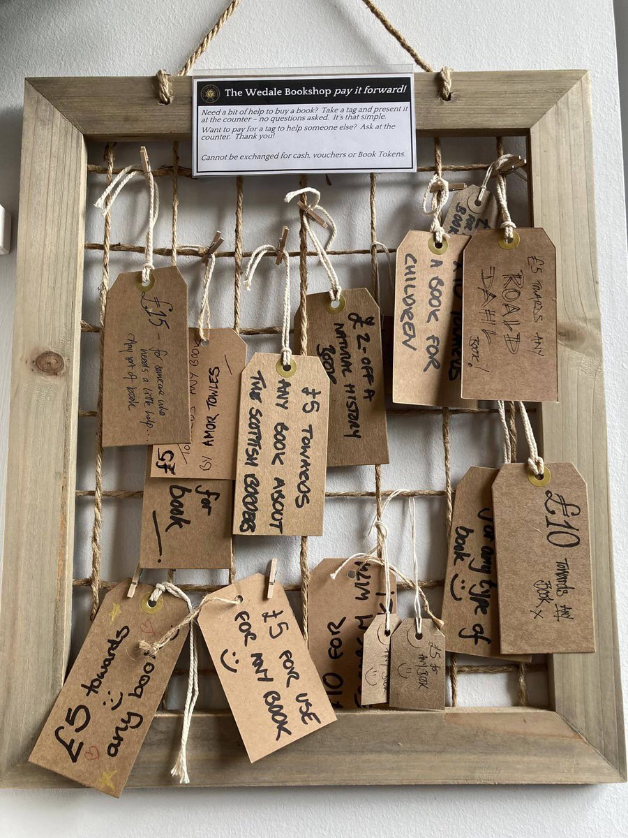 WedaleBookshop's tweet photo. Good morning - it's Saturday and we're open 10-4.30!
Just a reminder that we have fantastic, kind, generous and warm-hearted customers who have donated to our #PayItForward scheme. Need help getting a book? The tickets are waiting for you.
Pop in and take a look. #localbookshop https://t.co/sPwhM2jMDX
