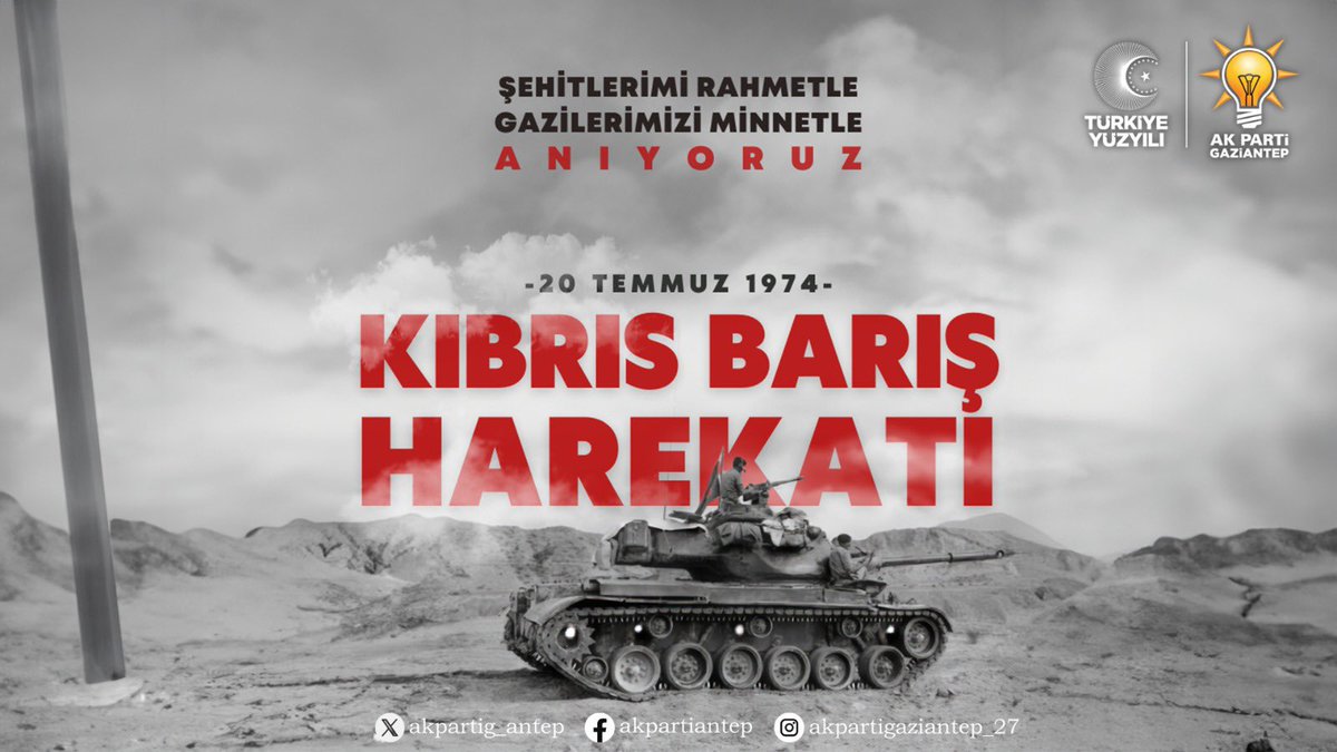 AKPartiG_Antep's tweet photo. Kıbrıs Barış Harekâtının 50. yılında; kendilerini Kıbrıs Türkeri’nin varoluş ve özgürlükleri için feda eden mücahitlerimizi, aziz Şehitlerimizi ve kahraman gazilerimizi minnet ile anıyoruz. 

#KıbrısBarışHarekatı 

@RTErdogan 
@erkankandemir 
@abdulhamitgul 
@Hakan_Kahtali 
@fmfedaioglu 
@FatmaSahin 
@EyupOzkececi
@AliSahin501 
@deryabakbak27
@mesutbozatli
@irfancelikaslan
@BBozgeyik_27 
@mtahmazoglu 
@kemalvrl27 
@YILDIRIRMehmet 
@27mehmetozdemir 
@Yilmaz_feray 
@avmustafadurmus 
@avmehmettiryaki 
@mehmetyilmazmy_
@Ylmazkran17 
@kilichulya_ 
@ToremisogluAli 
@bese_yakup 
@Akparti