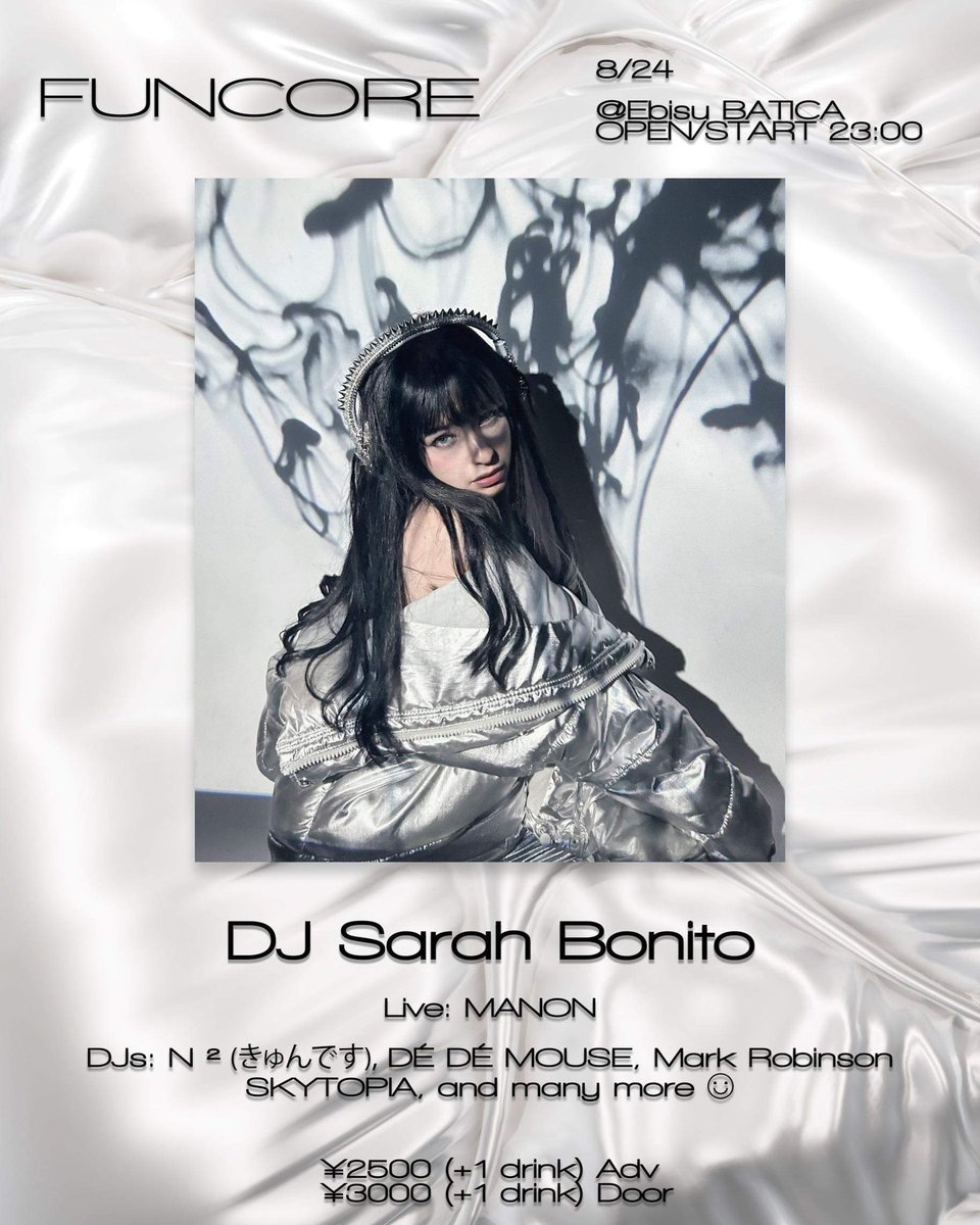 Sarah_Bonito_'s tweet photo. 8/24 東京でDJするよ~!
Gona DJ in Tokyo on the 24th August❤︎
https://t.co/1p7hYL4Gyc https://t.co/Asdq4RgJOV
