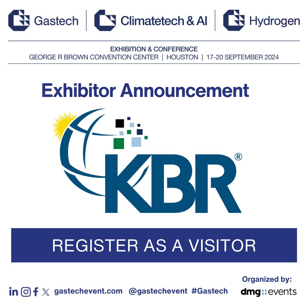 Gastech is pleased to announce KBR as a confirmed exhibitor. 

KBR delivers science, technology and engineering solutions to governments and companies around the world.

Register as a visitor for Gastech 2024 in Houston, from 17-20 September: gastechevent.com/visit/visitor-…

#Gastech