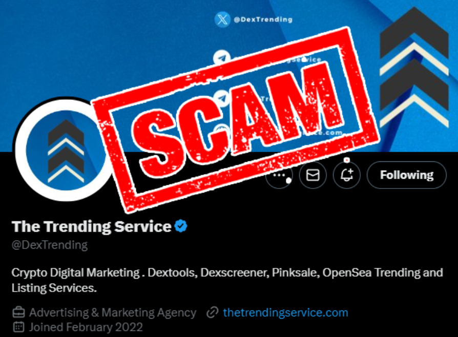 TruthCoinHQ's tweet photo. This is the dirtiest scam in crypto history.

One day ago, our team engaged with @DexTrending for a trending service, agreeing to their terms. We contacted them through their official Telegram at https://t.co/4Z0dbbtEsV and sent them 1500 USDT in advance. Here is the transaction ID: https://t.co/CbezQMhM4m

They confirmed receipt and promised to complete the order within 40-60 minutes. However, 20 hours have passed without any update. They have since deleted the chat and blocked us, ignoring our continuous messages.

Although the amount of money is not significant for us, we strongly condemn this unethical behavior. The crypto space is truly disgusting with such scammers. Please boycott them!