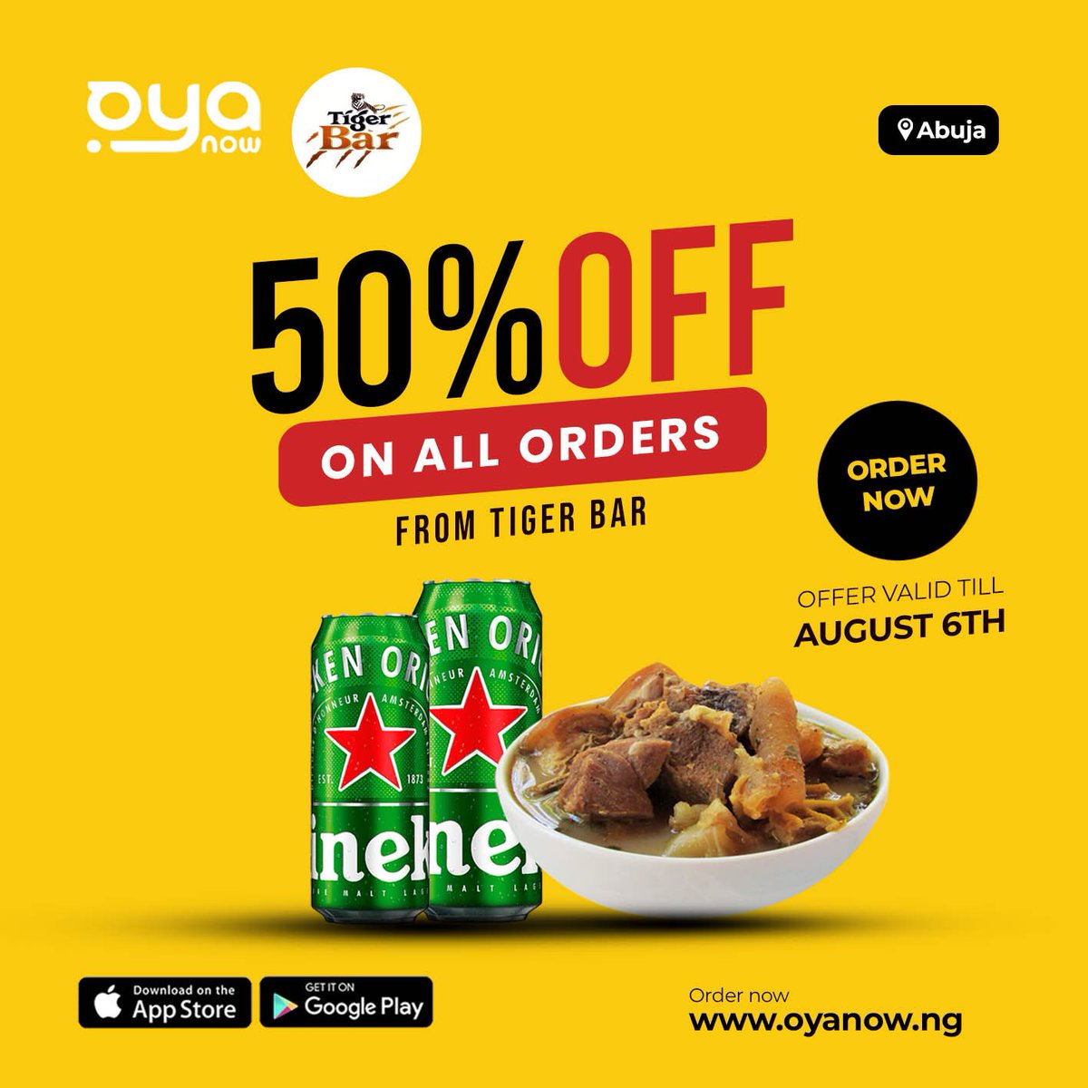 Oyanowng's tweet photo. Enjoy up to 50% off on ALL orders from this Amazing restaurants. Don’t miss out on this deal, Place an order on the OyaNow app or webap at https://t.co/uH4lqLSqlC.
.

 #freedelivery Kano Protest kuda Arrest Kelly dangote Reno Beads Movie soundman EP #Accessreferandwin Ayo Maff https://t.co/IFydzmJS2M