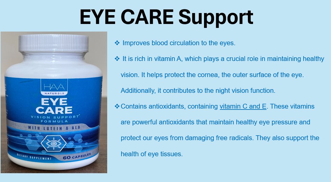 HavaNaturals1's tweet photo. Encountering issues like poor blood circulation to the eyes, elevated eye pressure, or striving to uphold optimal eye health? Eye Care Support is specifically manufactured to comprehensively address these concerns.
#YourHealthIsOurPriority #HavaNaturals #EyeCareSupport https://t.co/xVrLjoWiaM
