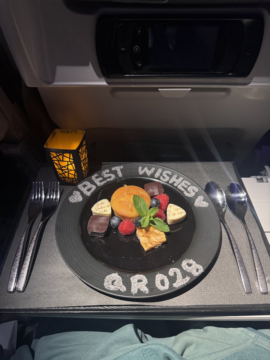 0052MEL's tweet photo. This time VERY impressed with @qatarairways the level of service we got was amazing and special shout out to Melanie (best name!) For making our flight extra special #honeymoon #thankyou https://t.co/M2l9XBaFuB