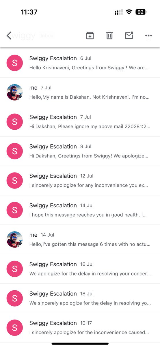 indakshan's tweet photo. @SwiggyCares what is wrong with you? How many times are you going to spam me before fixing my issue? https://t.co/eArFmRPiNX