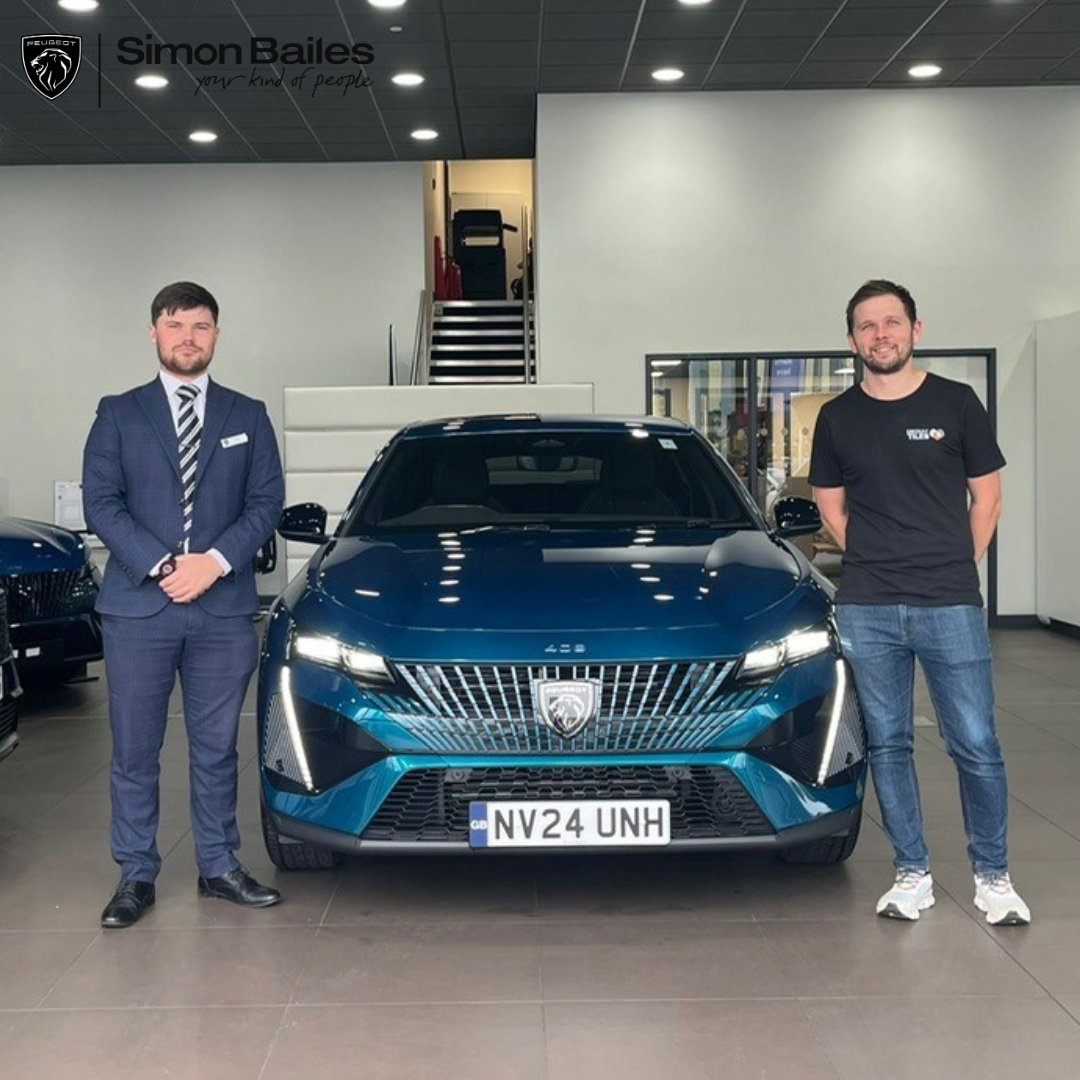 🚗✨ Anton picked up his brand new Peugeot 408 GT from Simon Bailes Peugeot Stockton this week! 🎉

Thrilled with the new sleek design, advanced tech, and smooth ride in the Peugeot 408 GT, Anton couldn't wait to drive it away. 
#NewCarDay #Peugeot408GT #SimonBailesPeugeot