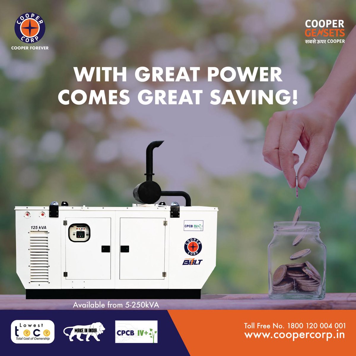 CooperCorpIndia's tweet photo. With great power comes great saving! Choose Cooper Corp gensets for efficient and cost-effective energy solutions.
#SabseOoperCooper #coopercorp #gensets #EfficientPower #CostEffectiveEnergy #powersolutions #energysavings #ReliablePower #industrialgens #sustainableenergy https://t.co/S37dpDvAcD