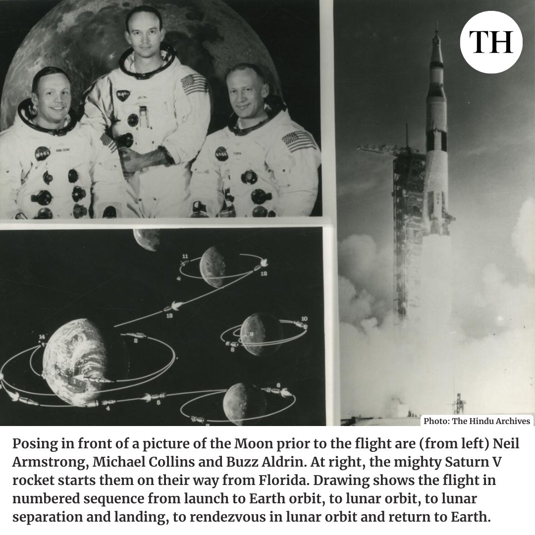 the_hindu's tweet photo. From The Hindu Archives | In July 1969, #Apollo11 astronauts #NeilArmstrong and his crew completed humanity’s first #moonlanding. On its 55th anniversary, we bring you snippets from our coverage. 

Comment below if you want more stories from The Hindu's archives https://t.co/Vmhu3kn6PA