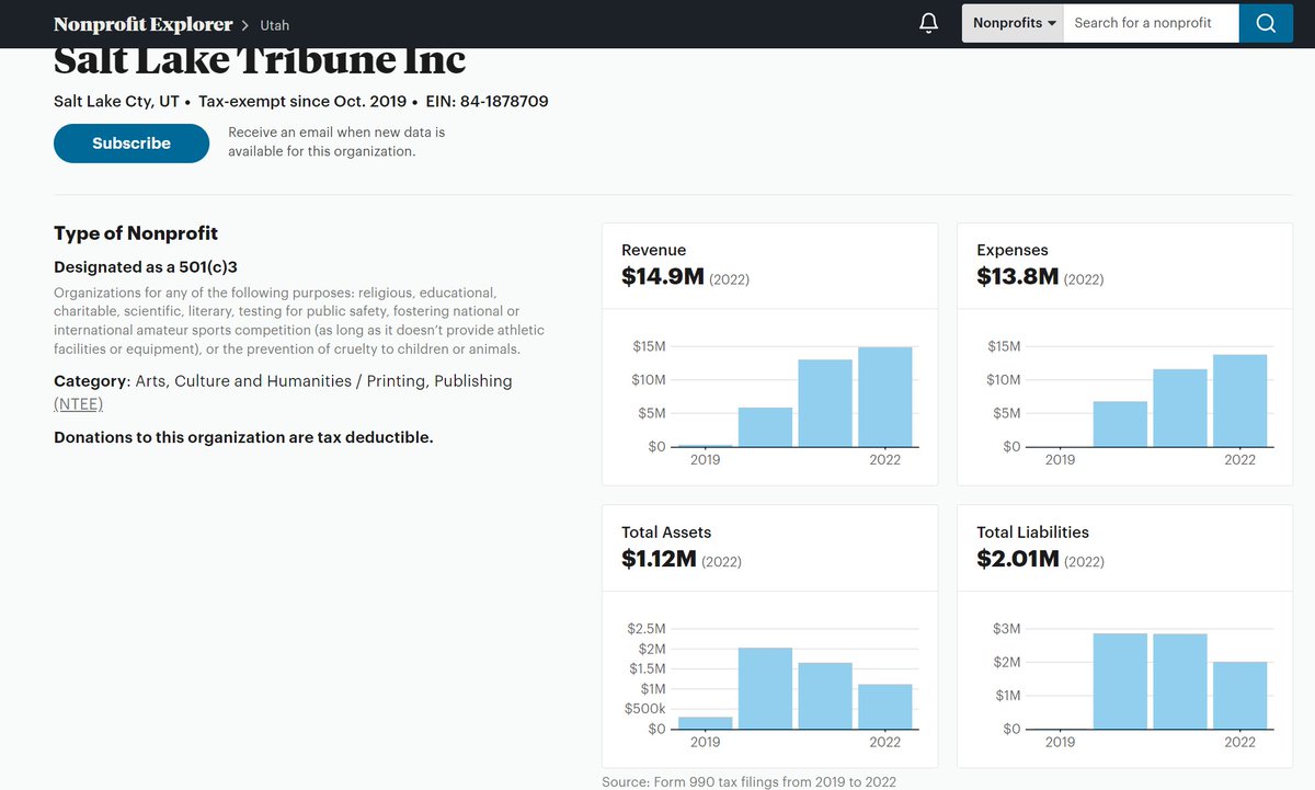 For those claiming The Tribune is on the brink of economic collapse and the union will sink it, I invite you to look at our 990s. They're public documents. It will be fine. The last thing <a href="/sltrib/">The Salt Lake Tribune</a> workers want is to hurt <a href="/sltrib/">The Salt Lake Tribune</a>.