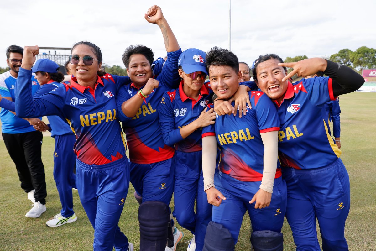 ICC's tweet photo. ✨ A win to remember ✨

Nepal celebrating their Women’s T20 Asia Cup win against UAE 🎉

📸: @ACCMedia1 https://t.co/y3z4TewhNR