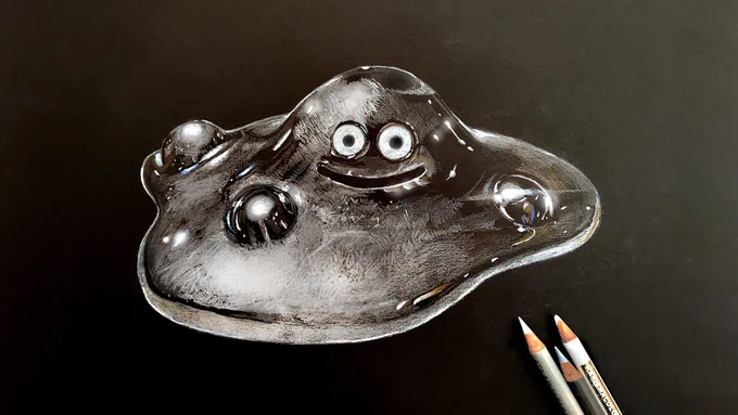黒画用紙に色鉛筆 #この画像だけでどこまで伸びるかテスト
