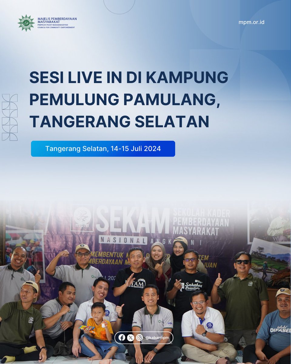 kabarmpm's tweet photo. Halo SobatMPM๐ค
MPM PP Muhammadiyah pada 12-15 Juli telah menyelenggarakan Sekolah Kader Pemberdayaan Masyarakat (SEKAM) Nasional Angkatan Pertama di Universitas Muhammadiyah Jakarta.
#KabarMPM #MajelisPemberdayaanMasyarakat #SekolahPemberdayaanMasyarakat #SEKAM #SEKAMNasional https://t.co/W3Rn5b1AQQ