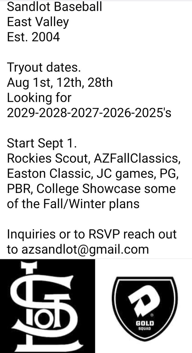 AZSandlot's tweet photo. Fall tryouts in Aug https://t.co/FdWSjook4k