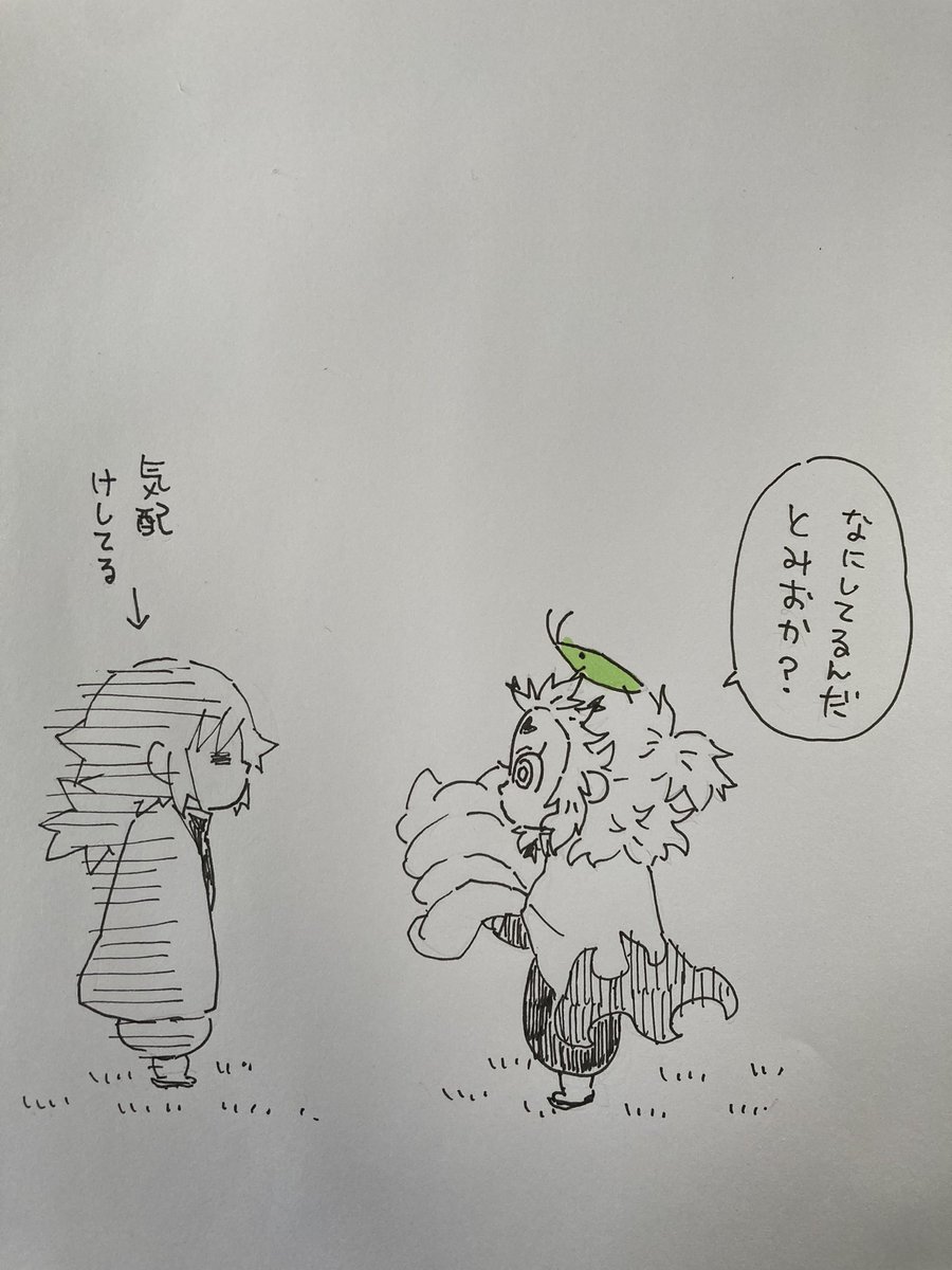 昼休みアナログ 見つかってしまったので刺激を与えないよう気配消す🌊ヘラさん。 てかなんかカメムシ頭に乗せるの無駄に似合ってるな🔥ヘラさん。