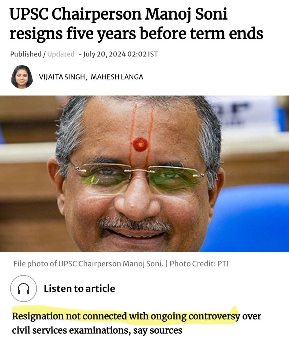ImranSadique09's tweet photo. UPSC chairperson resigns five years before term ends.
#UPSC_scam 
#UPSC  #UPSCaspirants https://t.co/zjqaXjAbTA
