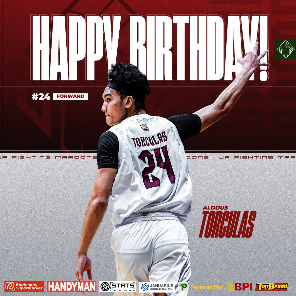 HAPPY DEUCE DAY! 🥳

The UP Men's Basketball Team would like to greet its high-flying forward, Aldous Torculas a happy birthday! 

Cakes and candles, Aldous! 🎂

#UPFight #nowheretogobutUP