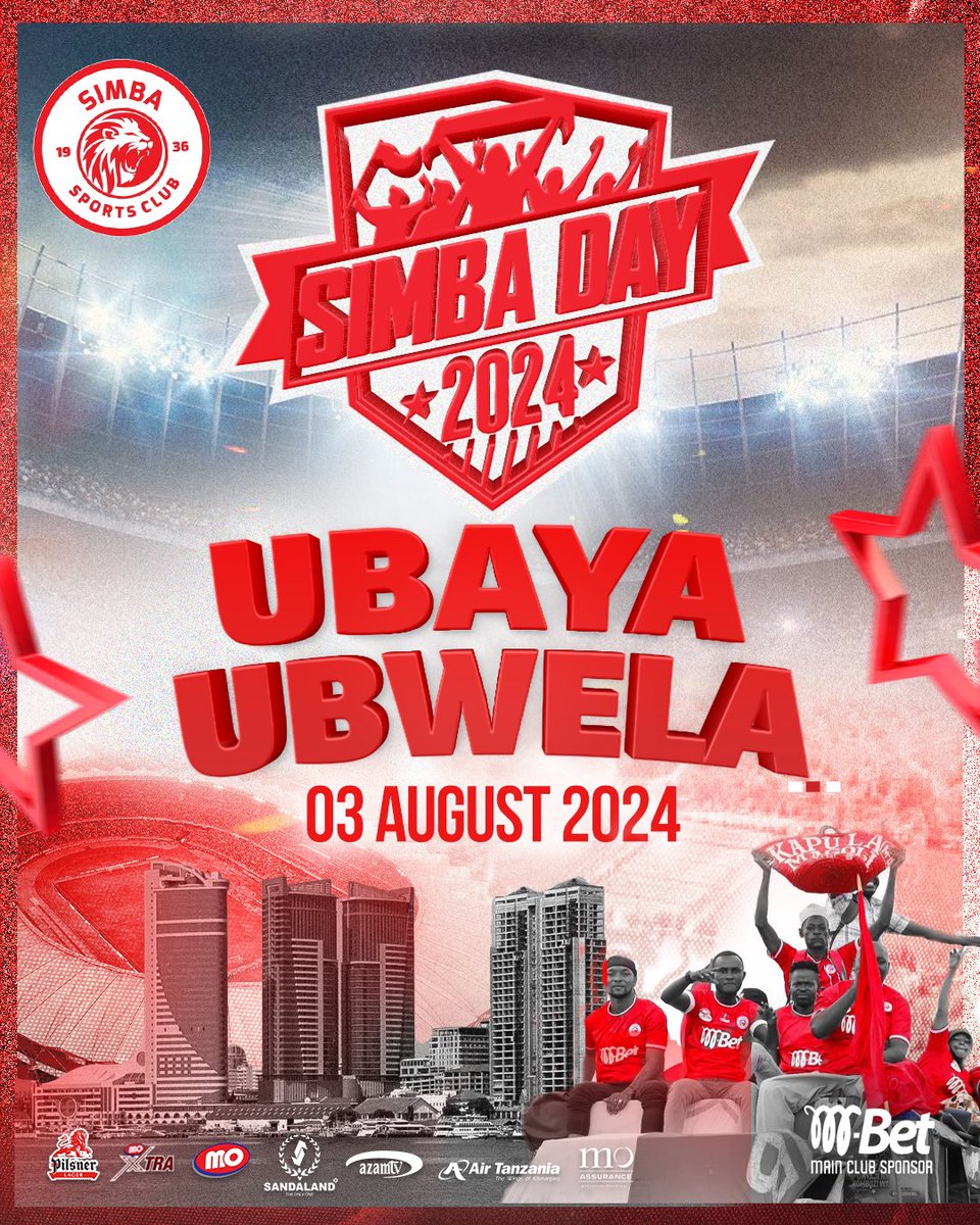 SimbaSC_EN's tweet photo. 🦁 𝐒𝐈𝐌𝐁𝐀 𝐃𝐀𝐘 𝟐𝟎𝟐𝟒 🦁

👉 𝑼𝑩𝑨𝒀𝑨 𝑼𝑩𝑾𝑬𝑳𝑨 👈
#WenyeNchi
#NguvuMoja https://t.co/tuBgrHODnM