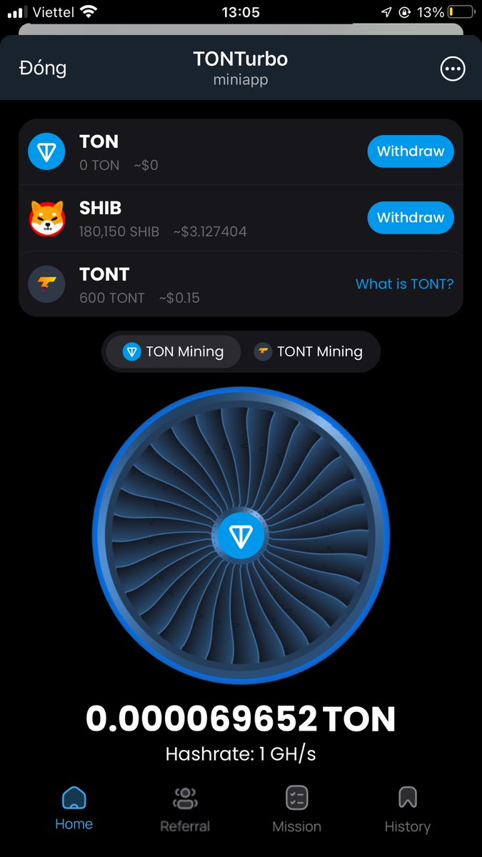 Kèo đào TON trên Telegram free, mỗi tháng được 0,23 TON~1,69 USDT. 
Càng nhiều acc Tele đào càng được nhiều TON

Link máy đào free: t.me/TONTurbo_mint_…