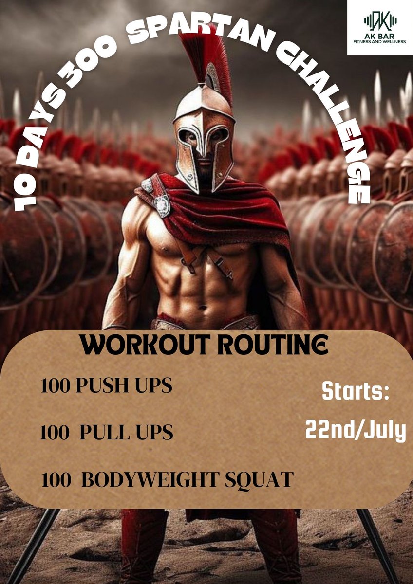 AkBarfitness's tweet photo. This Challenge Is For Those Athletes That Are Ready To Level Up Their ENDURANCE Game Without Giving Excuses.

Follow This Link To join The " 10 Days 300 Spartan Challenge ". https://t.co/6qcLeQZxRu https://t.co/VwXKmXwhMX
