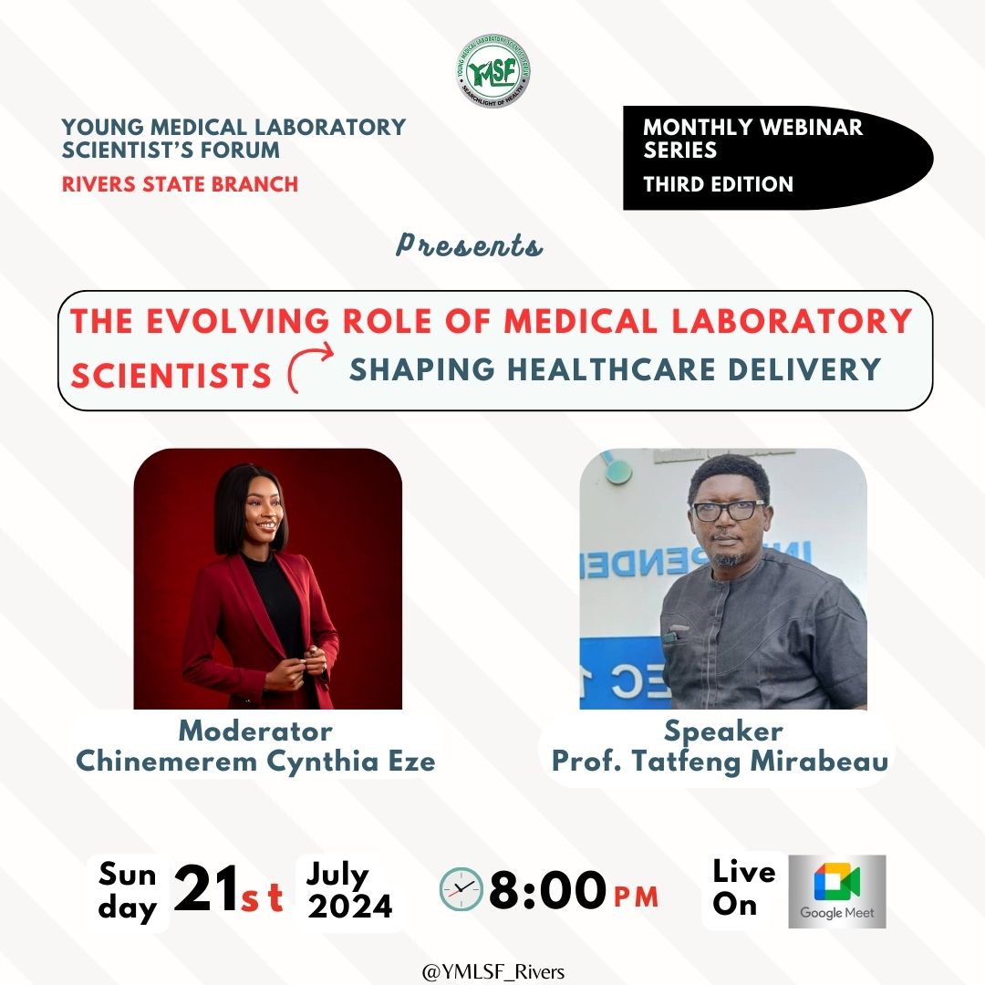 1 day to go!! 💃💃
YMLSF Rivers Monthly Webinar 3rd edition🥁🥁🔥🔥🔥🔥

The role of Medical Laboratory Scientists is indispensable and has become more critical than ever as healthcare systems and technologies continue to evolve.