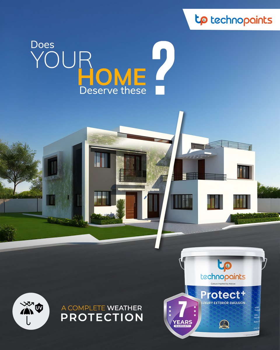 TechnopaintsS's tweet image. PROTECT+ Luxury Exterior Emulsion
A complete protection in all weathers with 7 Years of warranty
#technopaints #protectplus #home #protection #paints