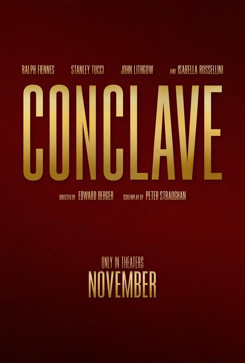 Almahmid's tweet photo. CONCLAVE - Official Trailer [HD] - Only In Theaters November https://t.co/6Hze7r6HHg via @YouTube

#movies #conclave https://t.co/lpUAWQ4Xmp