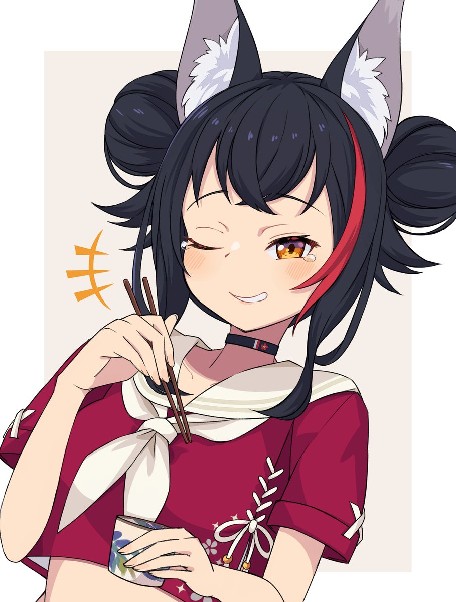 大神ミオ 「ちゅるちゅるでツボるミオしゃスキ#みおーん絵 」|和骨亭ぷら〜のイラスト