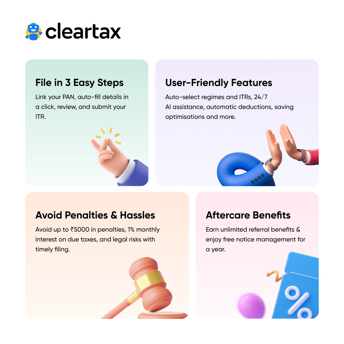 _cleartax's tweet photo. Only 1 week left, don’t ignore those govt ITR filing reminders. File with ClearTax NOW and avoid last minute Hassle.

Click on the link in the bio to File your ITR with Extra 5% OFF above all discounts. 👆

#ClearTax #NoticeManagement #ITR #ClearTax #IdharNahiToKidhar #ITR #ITRFiling #IncomeTax #IncomeTaxFiling #TaxSeason